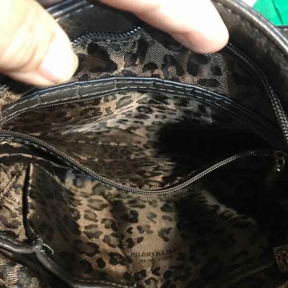 Hilary Radley Purse Brown Leather Crossbody Croc Embossed & Leopard Lining 10 x - Picture 11 of 15